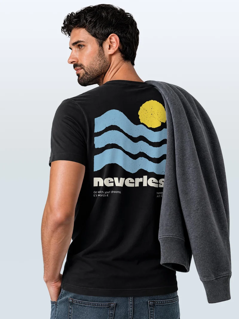 Herren T-Shirt Sun Wave Art Backprint Slim Fit