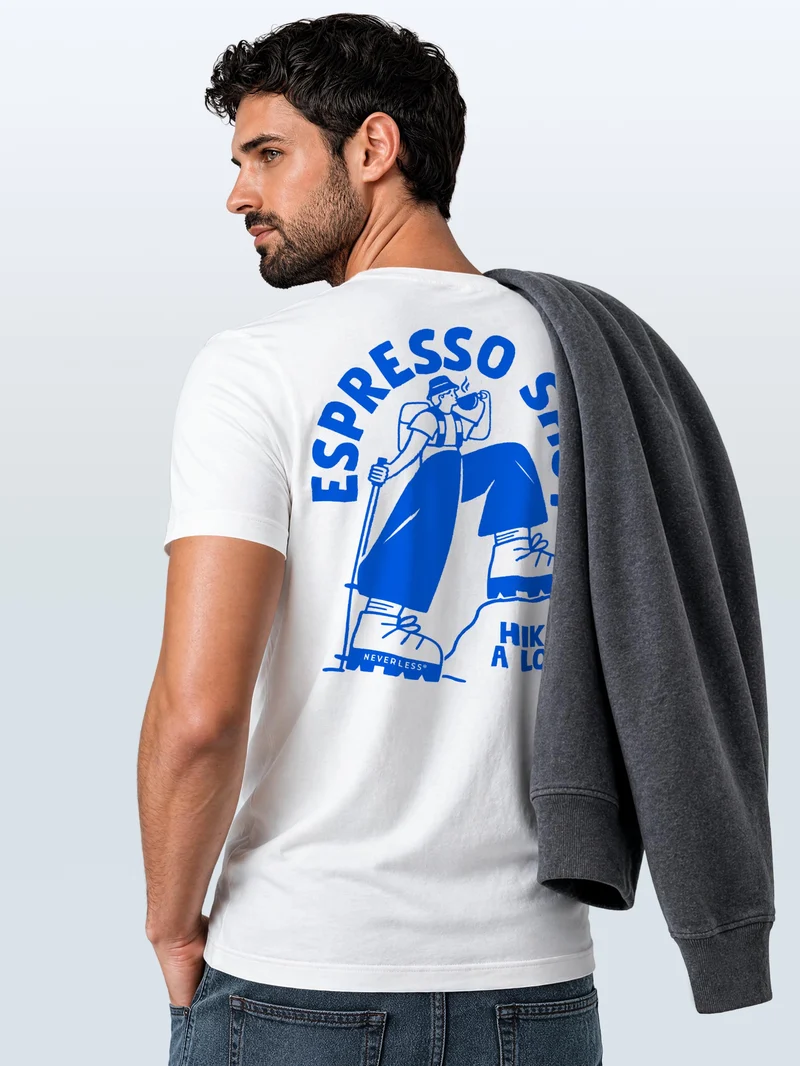 Herren T-Shirt Espresso Shot Hike Backprint Slim Fit