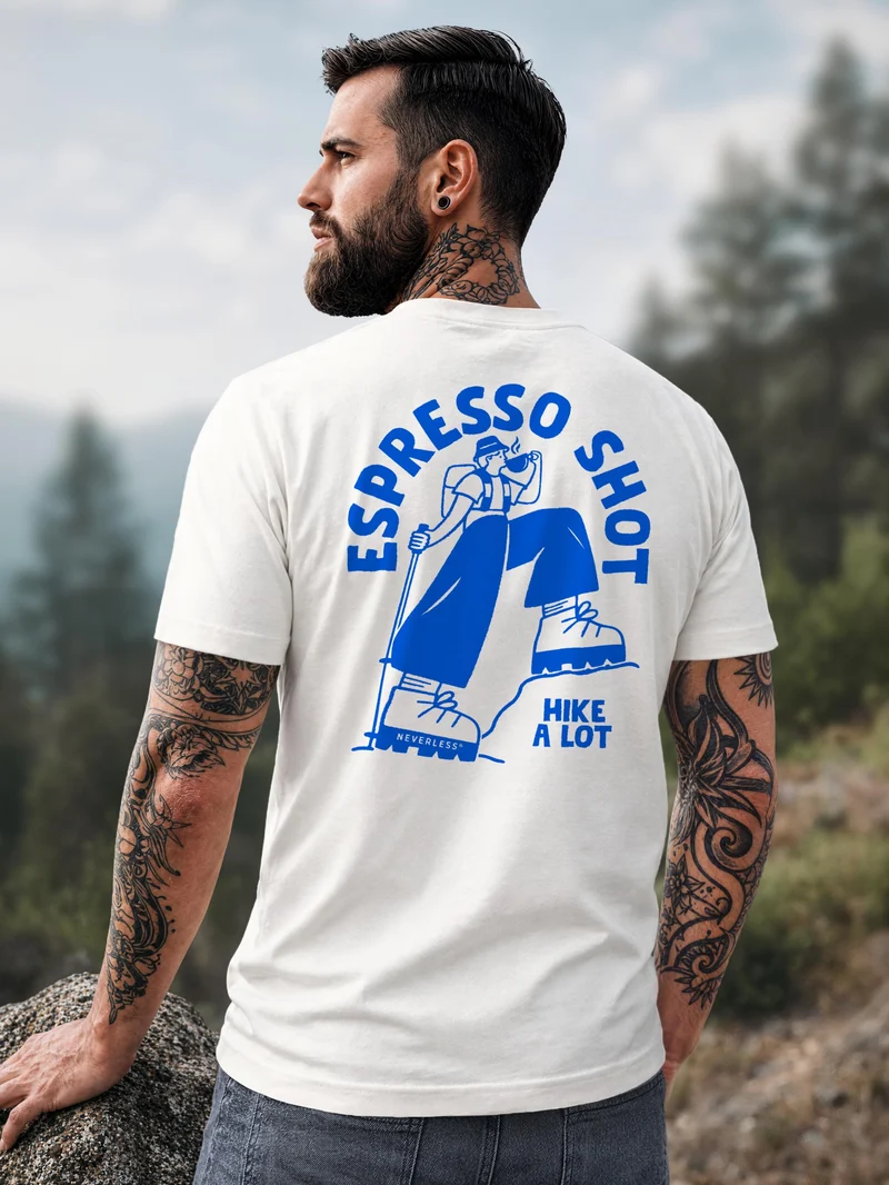 Herren T-Shirt Espresso Shot Hike Backprint Slim Fit