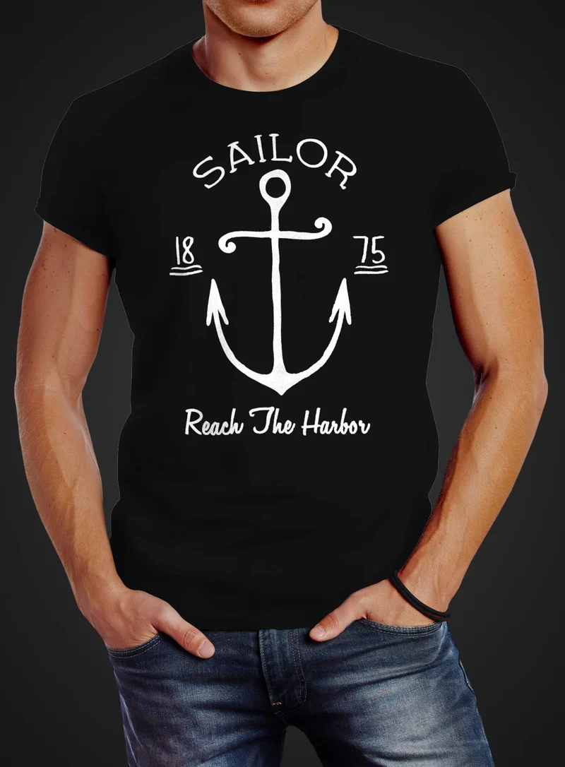 Herren T-Shirt Anker Spirit Vintage Segeln Vintage Slim Fit