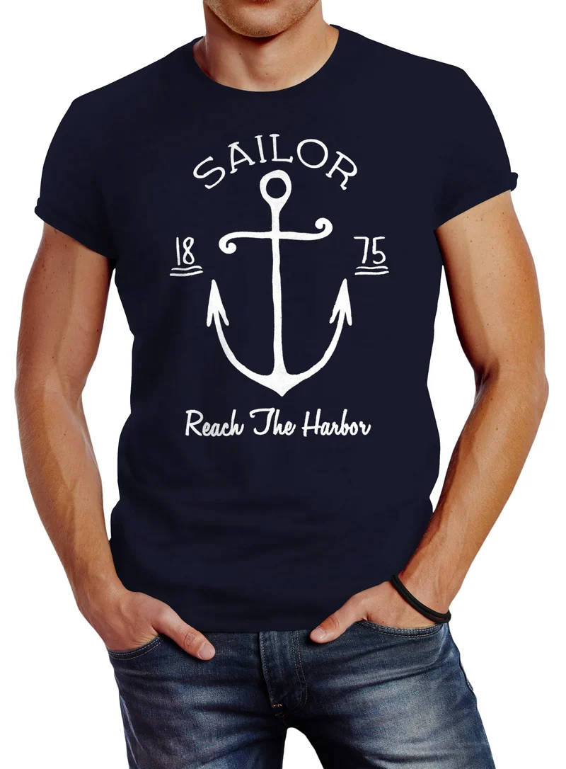 Herren T-Shirt Anker Spirit Vintage Segeln Vintage Slim Fit
