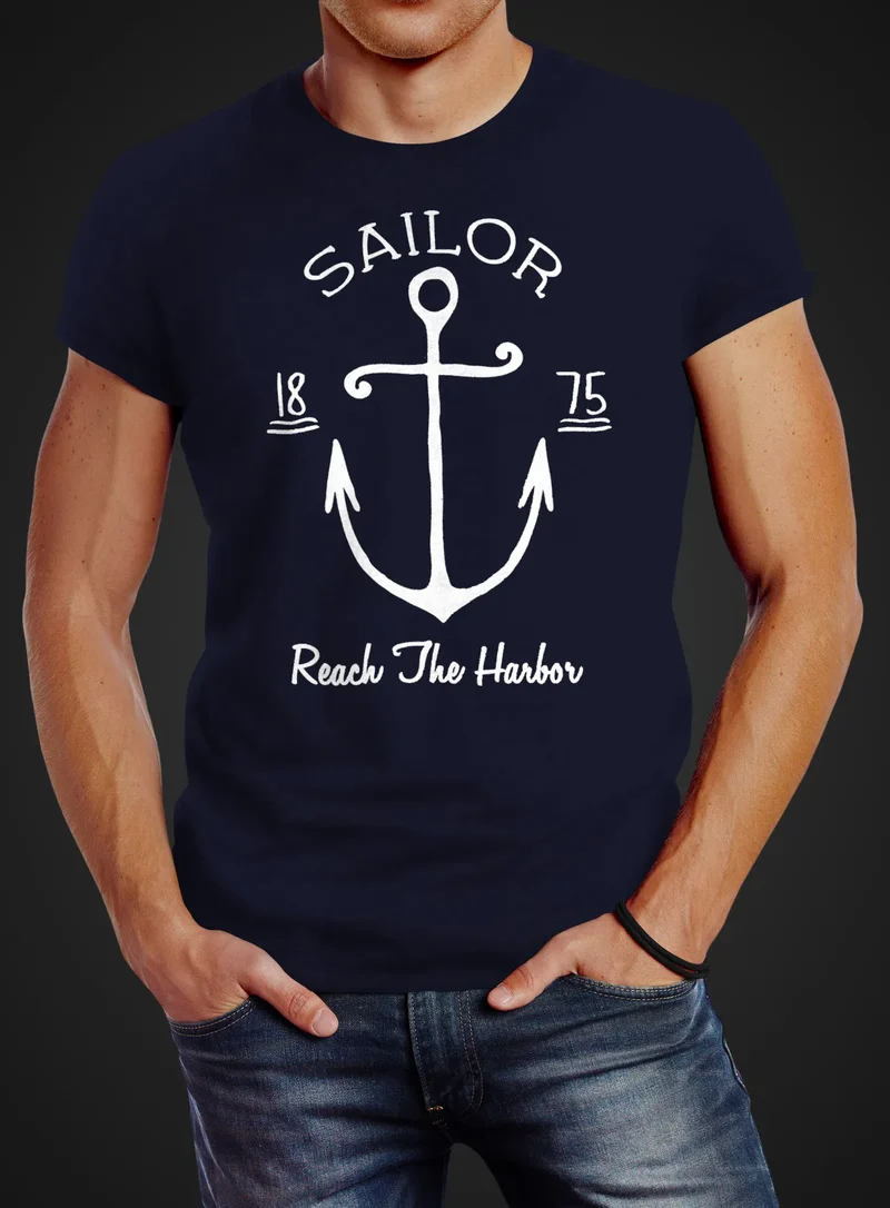 Herren T-Shirt Anker Spirit Vintage Segeln Vintage Slim Fit