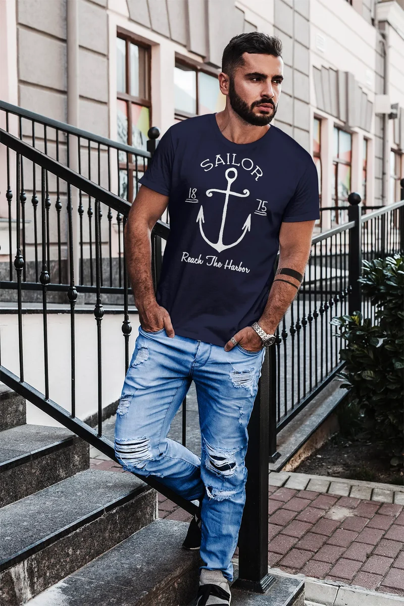 Herren T-Shirt Anker Spirit Vintage Segeln Vintage Slim Fit