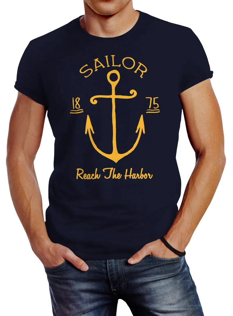 Herren T-Shirt Anker Spirit Vintage Segeln Vintage Slim Fit