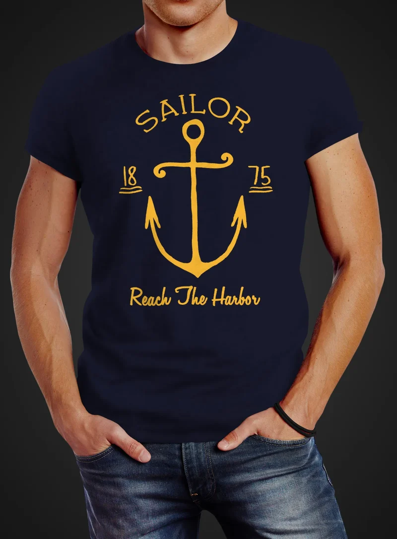 Herren T-Shirt Anker Spirit Vintage Segeln Vintage Slim Fit