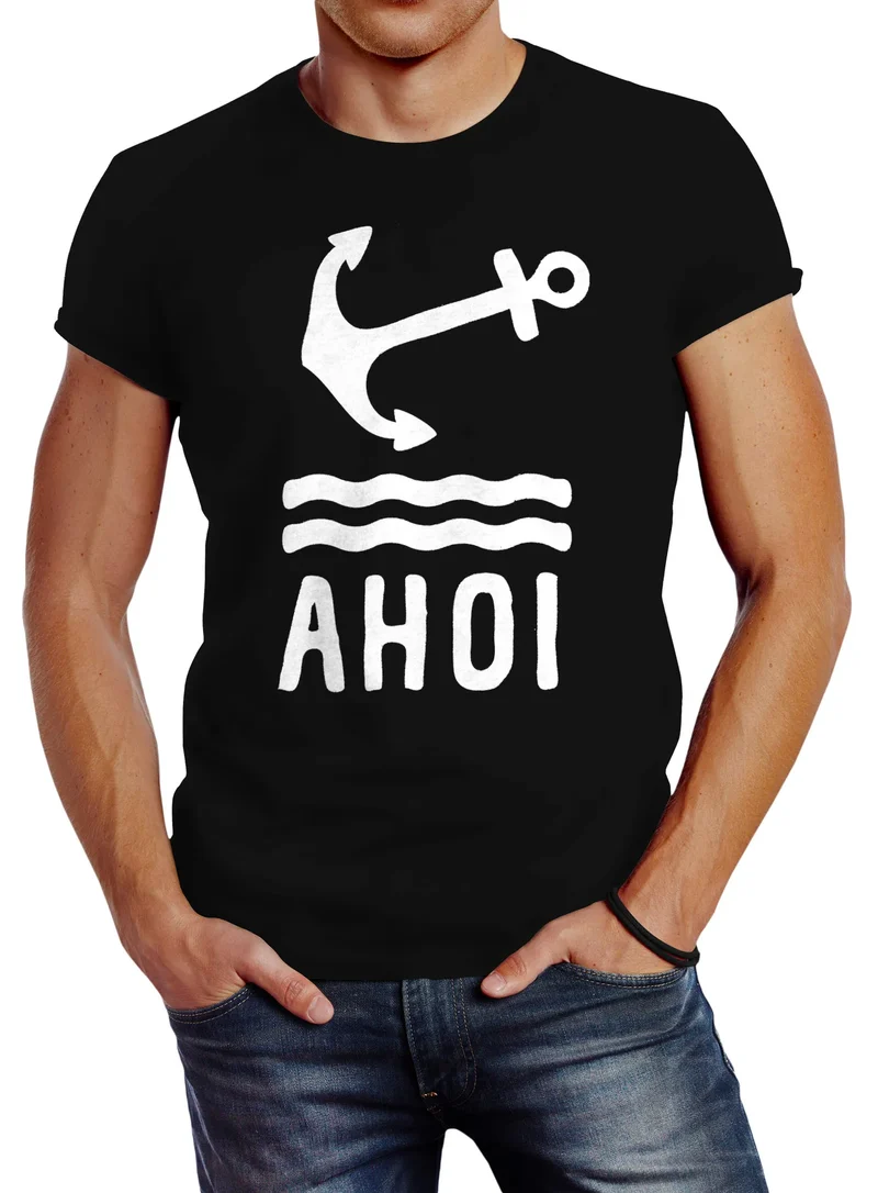 Herren T-Shirt Anker Ahoi Slim Fit