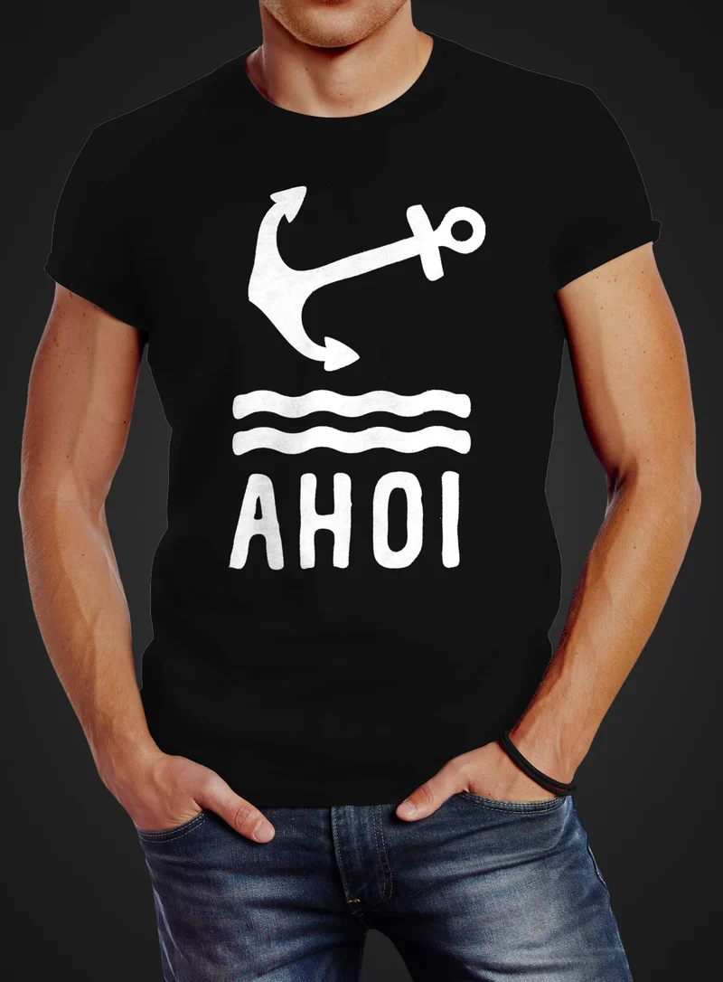 Herren T-Shirt Anker Ahoi Slim Fit
