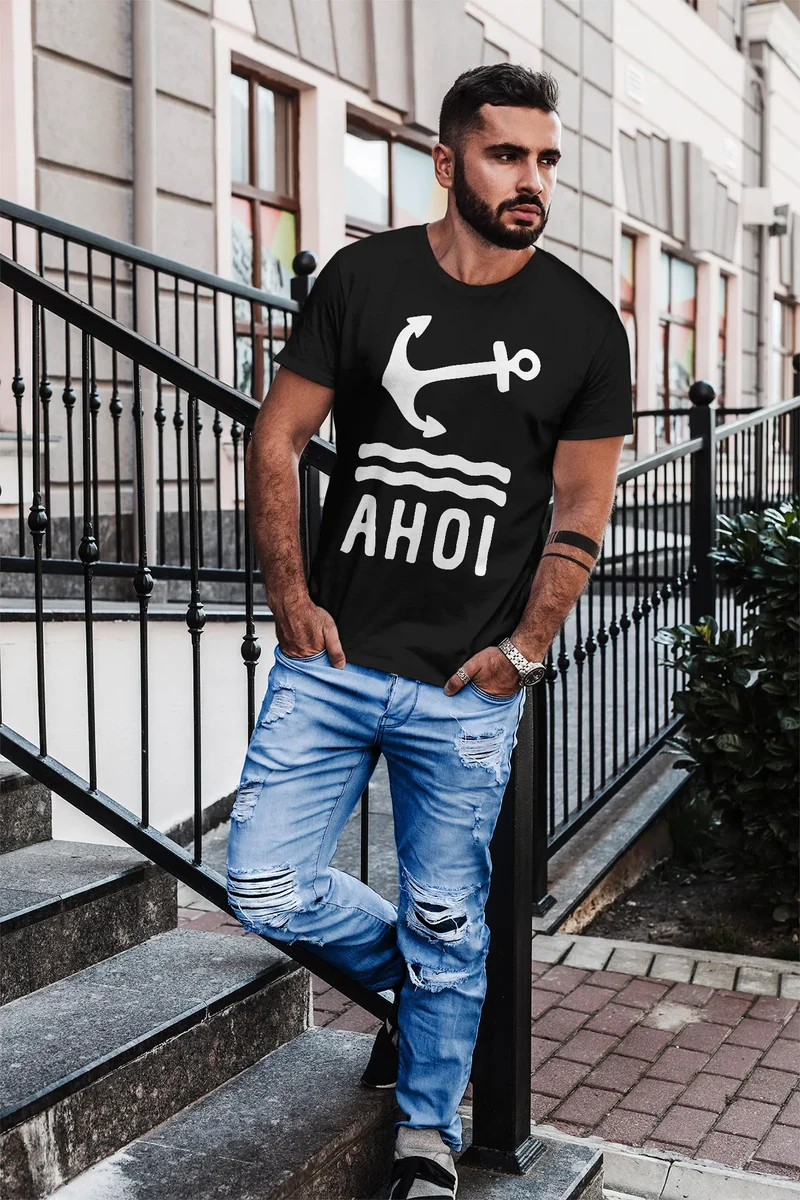 Herren T-Shirt Anker Ahoi Slim Fit