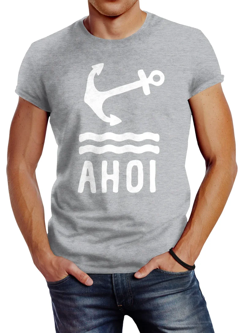 Herren T-Shirt Anker Ahoi Slim Fit