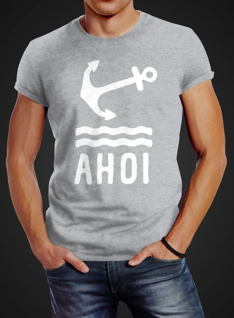 Herren T-Shirt Anker Ahoi Slim Fit