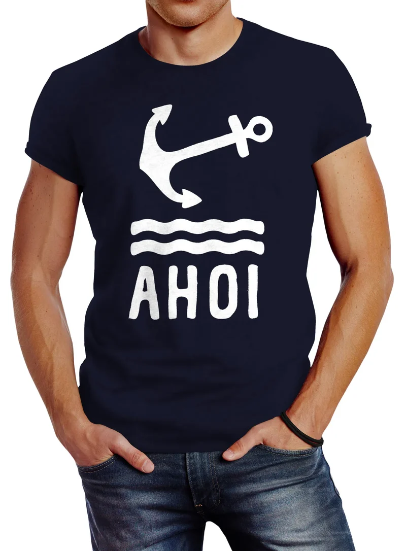 Herren T-Shirt Anker Ahoi Slim Fit