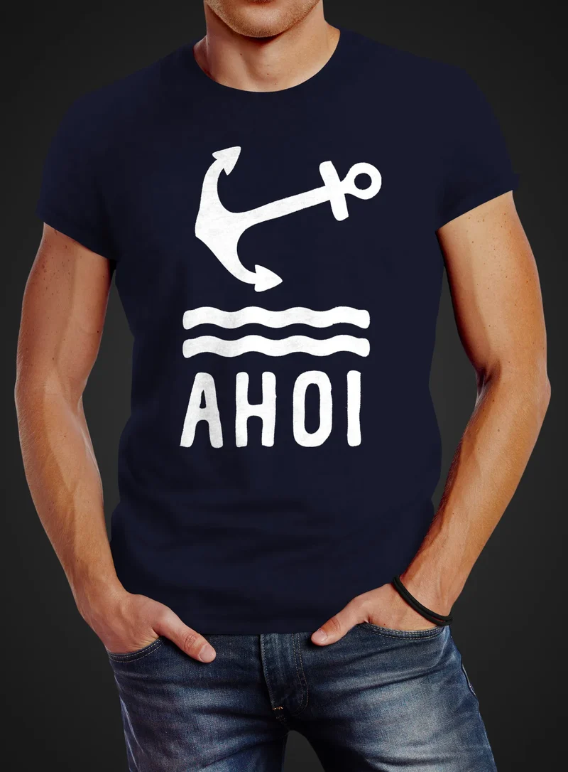 Herren T-Shirt Anker Ahoi Slim Fit