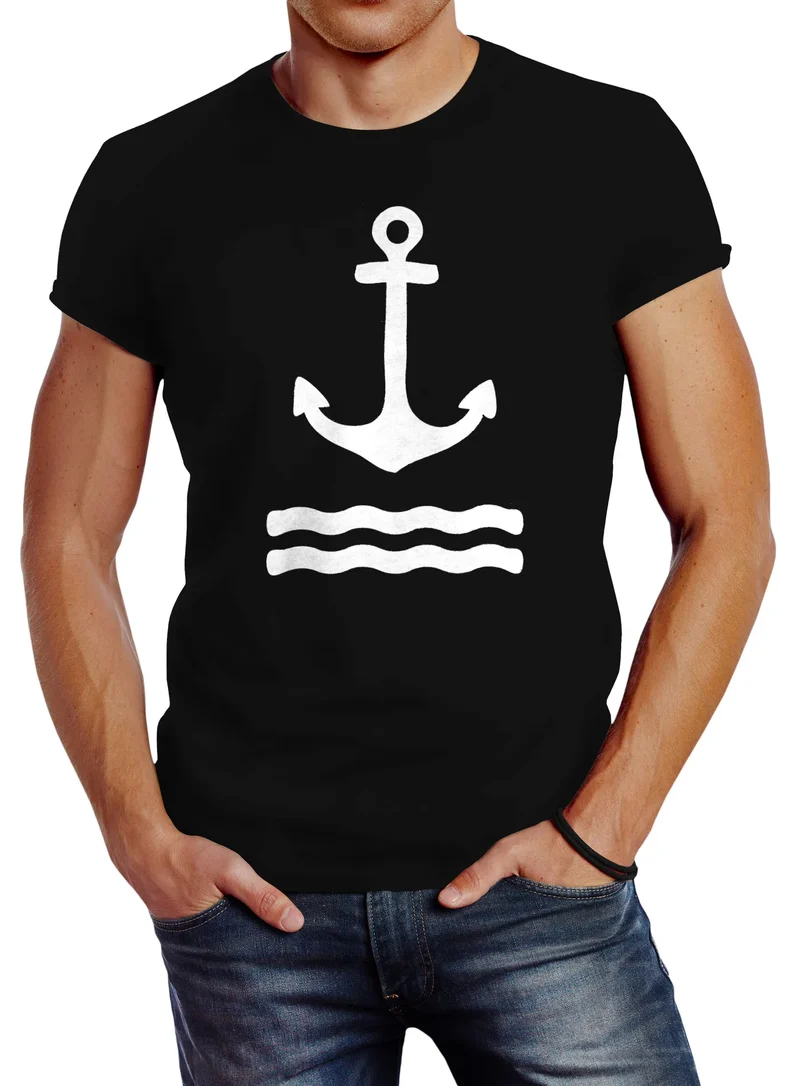 Anker Herren T-Shirt Wasserwelle Slim Fit