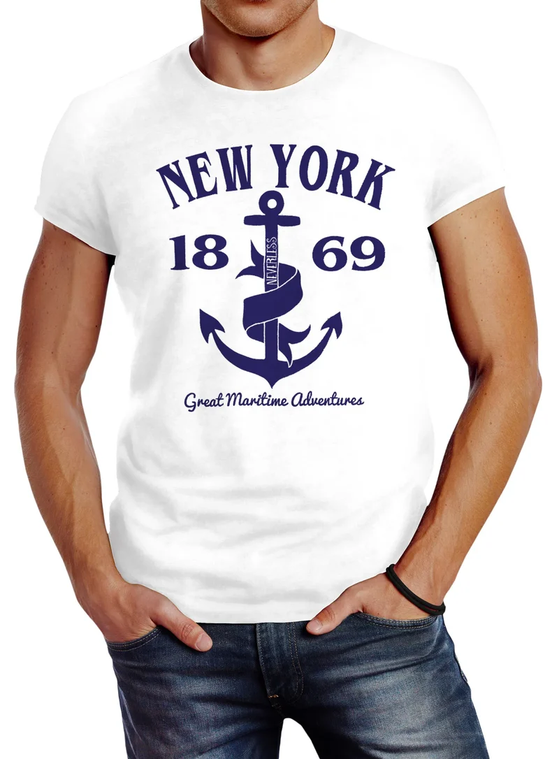 Herren T-Shirt Anker New York Slim Fit