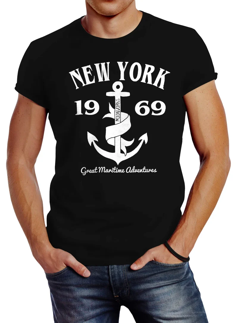 Herren T-Shirt Anker New York Slim Fit