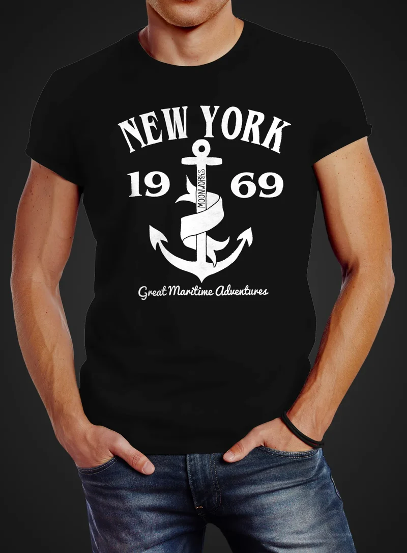 Herren T-Shirt Anker New York Slim Fit