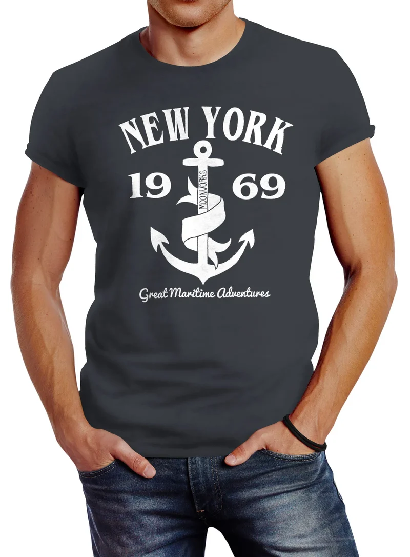 Herren T-Shirt Anker New York Slim Fit