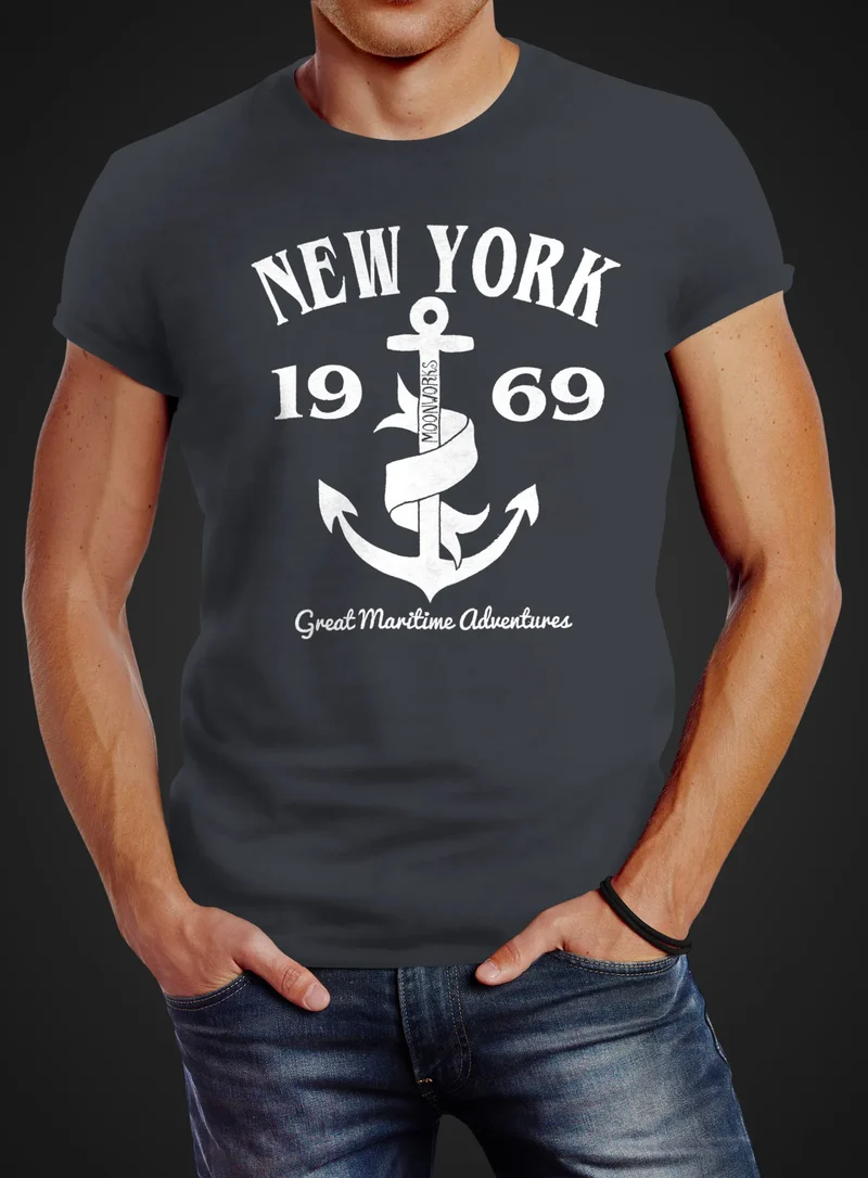Herren T-Shirt Anker New York Slim Fit