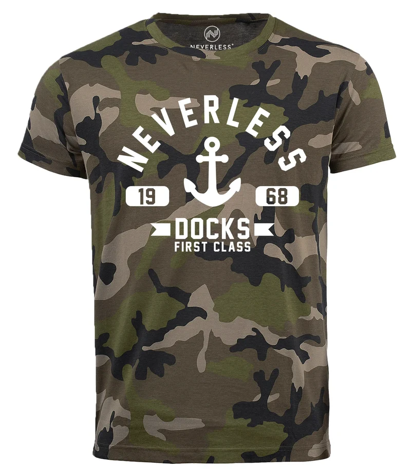 Cooles Herren T-Shirt Anker Docks Camouflage Camo-Shirt Tarnmuster