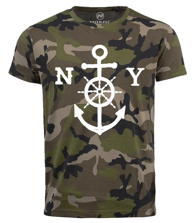 Cooles Herren T-Shirt Anker New York Camouflage Camo-Shirt Tarnmuster