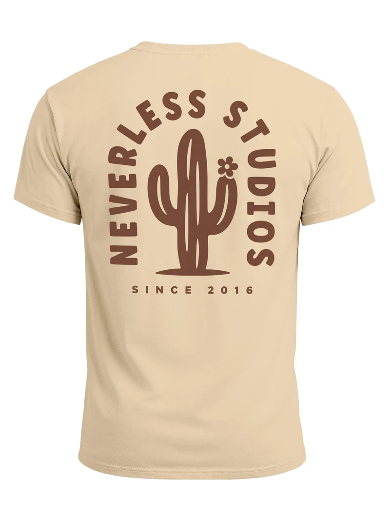 Herren T-Shirt Backprint Kaktus Western Desert – Baumwollshirt Streetstyle Slim Fit