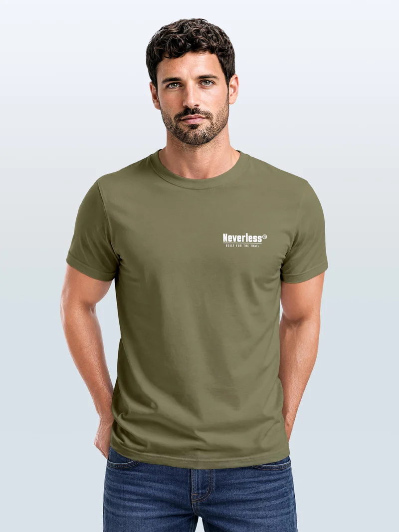 Herren T-Shirt Backprint Built for the Unknown Hiking Boots – Baumwollshirt Streetstyle Slim Fit