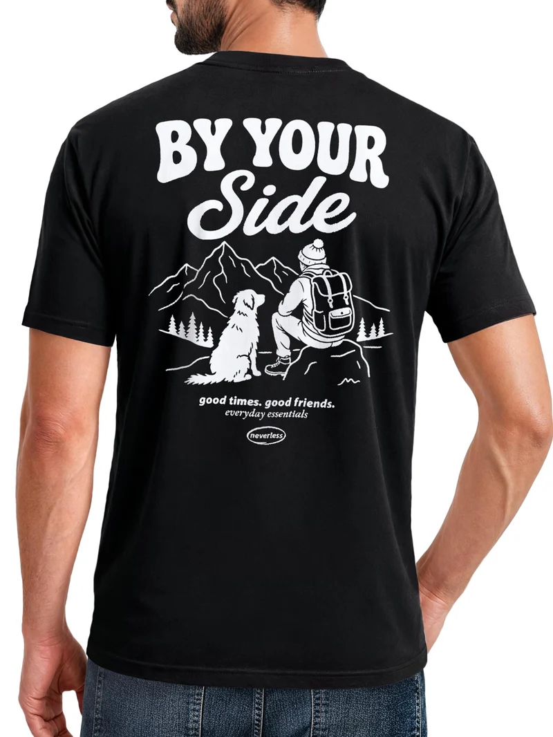 Herren T-Shirt Backprint Sonne Mond Celestial – Baumwollshirt Streetstyle Slim Fit