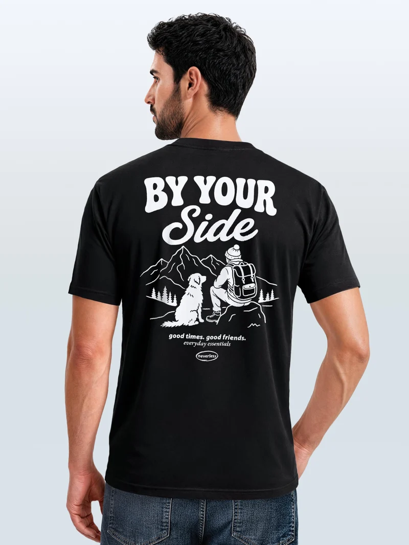 Herren T-Shirt Backprint Sonne Mond Celestial – Baumwollshirt Streetstyle Slim Fit