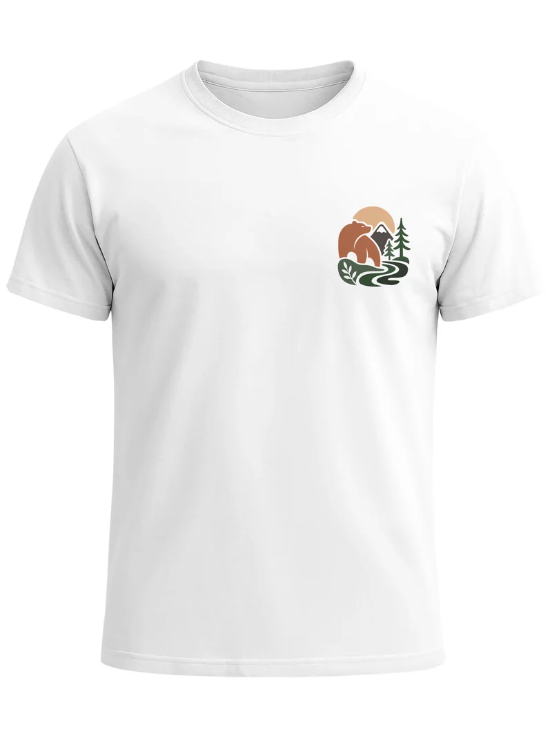 Herren T-Shirt Frontprint - Nature Adventure - Baumwollshirt Slim Fit