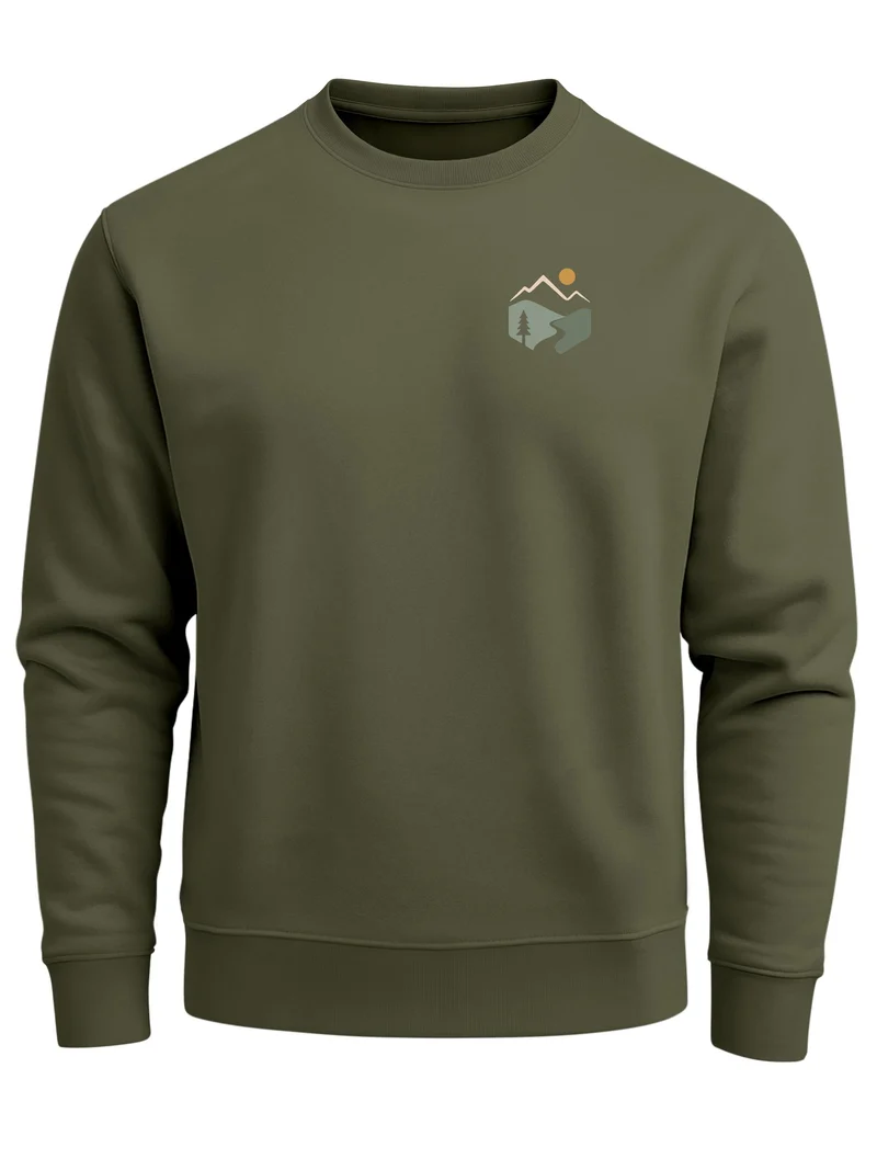 Herren Sweatshirt mit Frontprint - Mountain Trail - Regular Fit