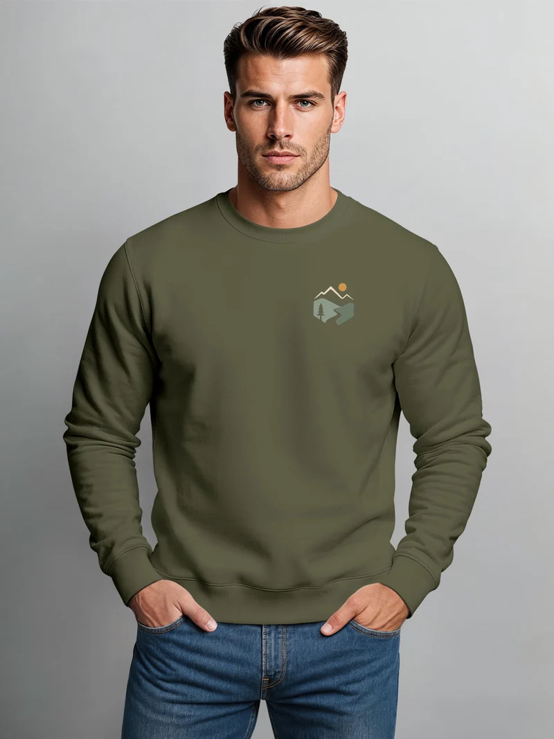 Herren Sweatshirt mit Frontprint - Mountain Trail - Regular Fit