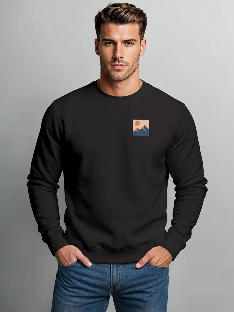 Herren Sweatshirt mit Frontprint - Minimal Mountain - Regular Fit