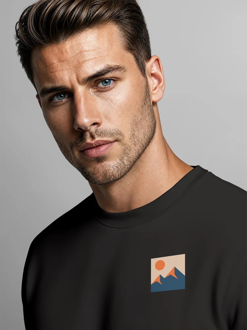 Herren Sweatshirt mit Frontprint - Minimal Mountain - Regular Fit