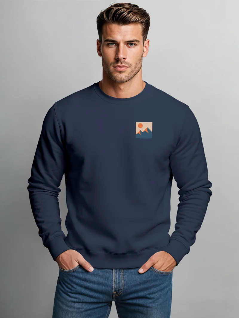 Herren Sweatshirt mit Frontprint - Minimal Mountain - Regular Fit