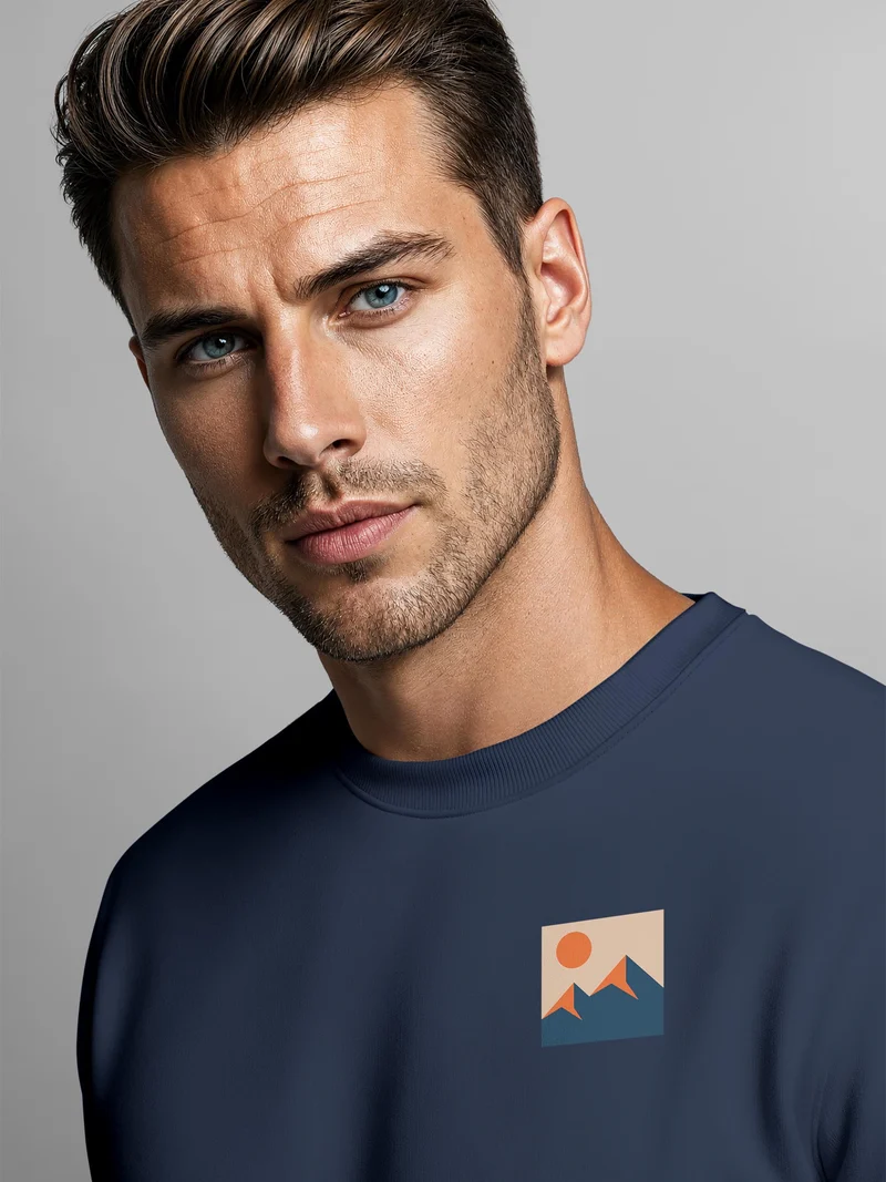 Herren Sweatshirt mit Frontprint - Minimal Mountain - Regular Fit