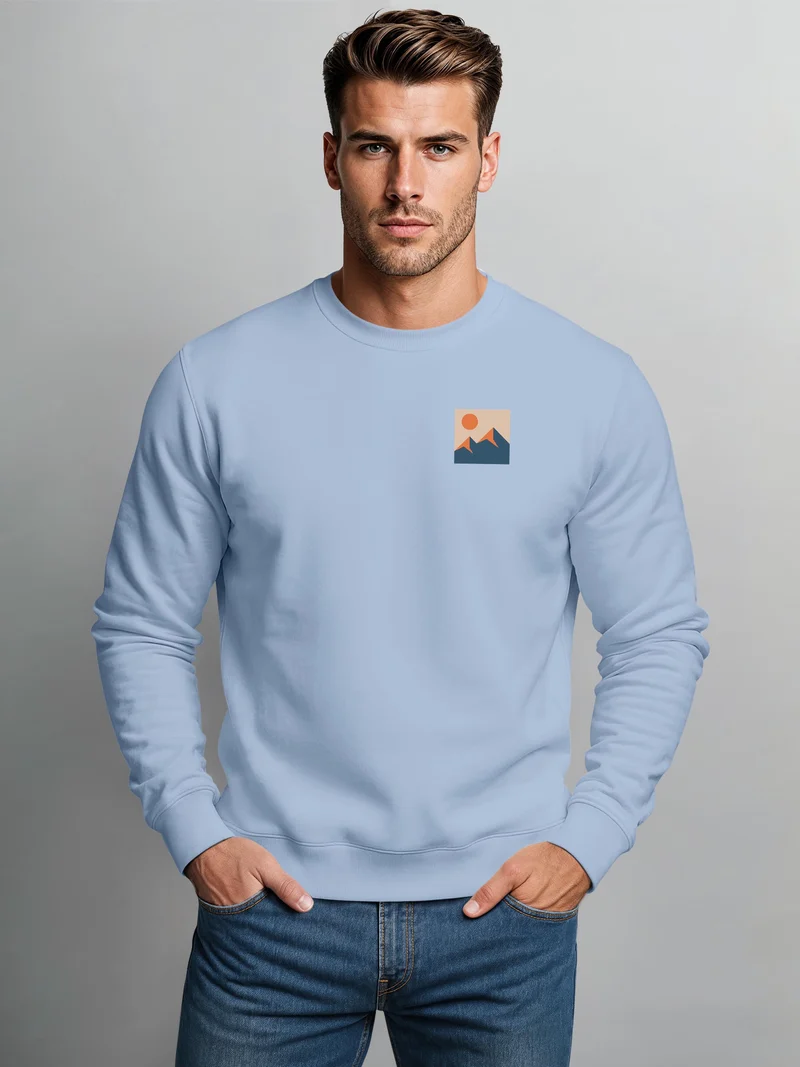 Herren Sweatshirt mit Frontprint - Minimal Mountain - Regular Fit