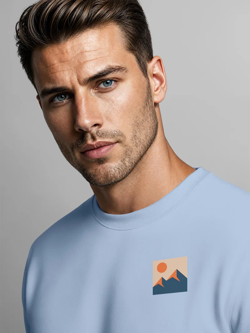 Herren Sweatshirt mit Frontprint - Minimal Mountain - Regular Fit