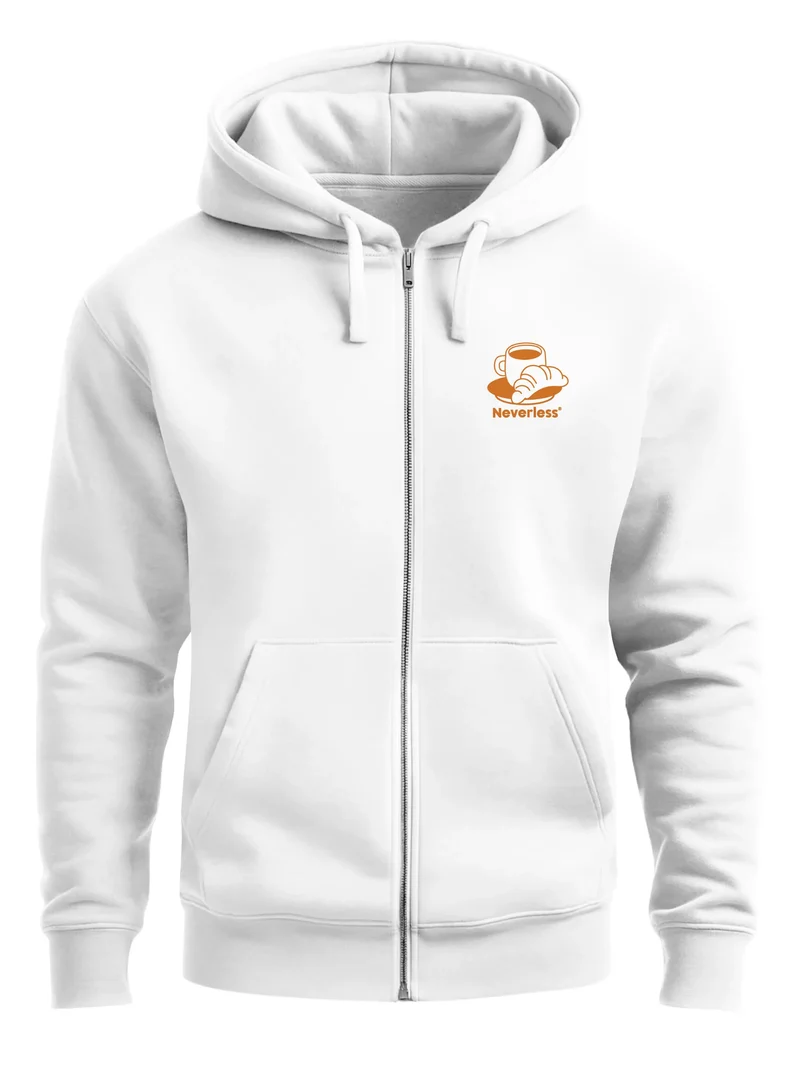 Herren Sweatjacke Backprint Coffe & Croissants Zipjacke Zip-Hoodie Grafik Männer Fashion Streetstyle