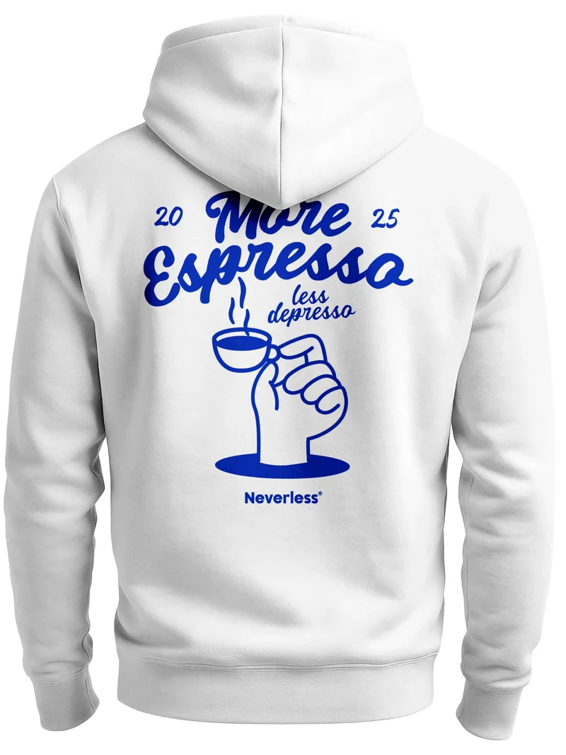 Herren Sweatjacke Backprint More Espresso Kaffee Liebhaber Zipjacke Zip-Hoodie Männer Fashion Streetstyle