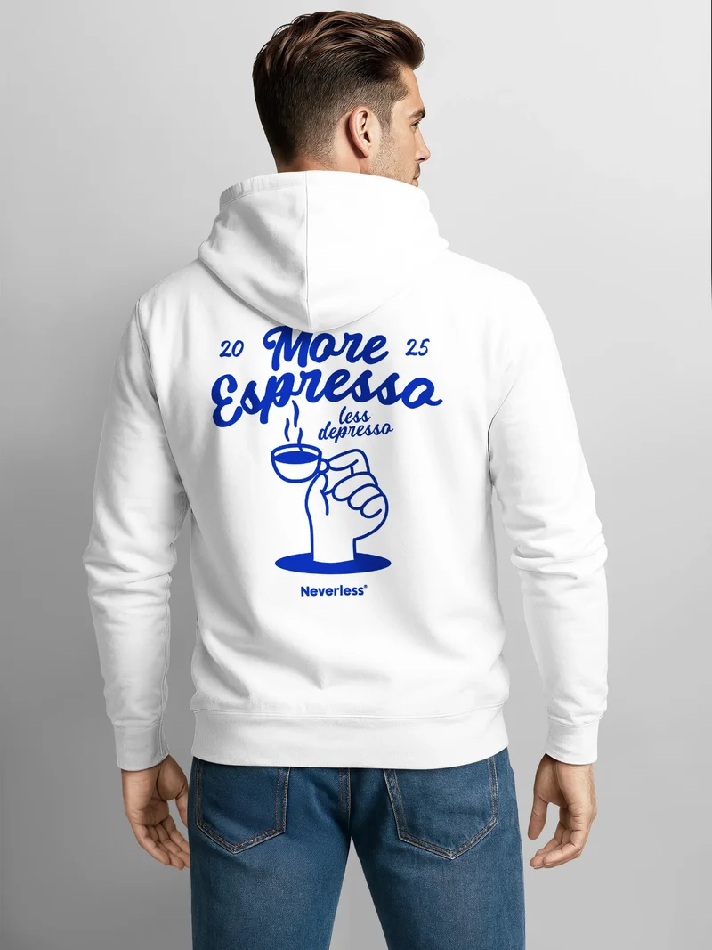 Herren Sweatjacke Backprint More Espresso Kaffee Liebhaber Zipjacke Zip-Hoodie Männer Fashion Streetstyle