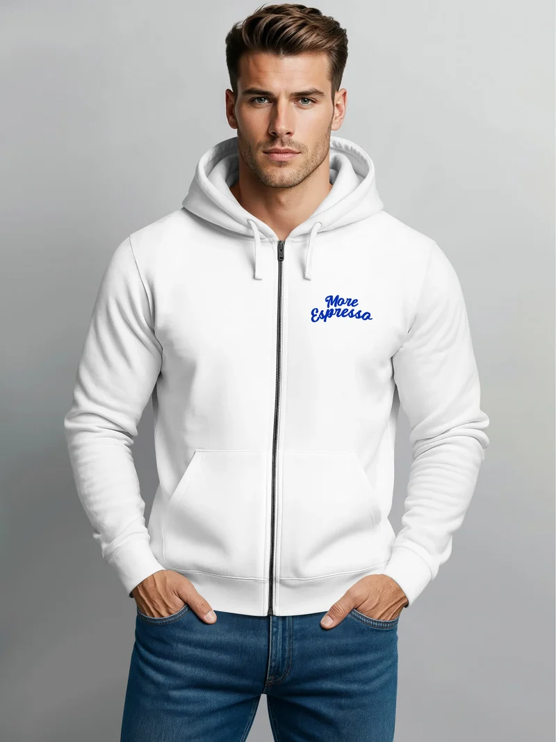 Herren Sweatjacke Backprint More Espresso Kaffee Liebhaber Zipjacke Zip-Hoodie Männer Fashion Streetstyle