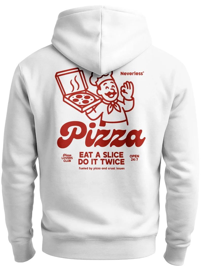 Herren Sweatjacke Backprint Pizza Lover Cartoon Style Italien Zipjacke Zip-Hoodie Männer Fashion Streetstyle