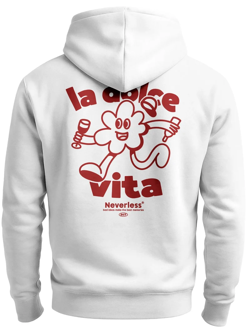 Herren Sweatjacke Backprint La Dolce Vita Cartoon Grafik Zipjacke Zip-Hoodie Männer Fashion Streetstyle