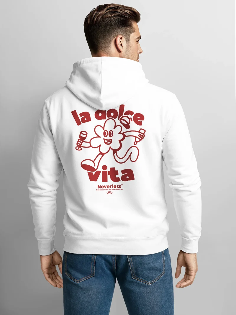 Herren Sweatjacke Backprint La Dolce Vita Cartoon Grafik Zipjacke Zip-Hoodie Männer Fashion Streetstyle