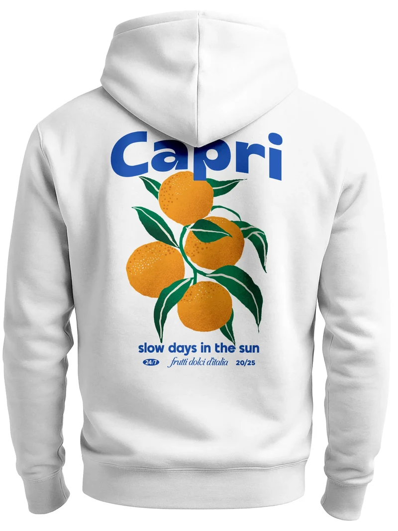 Herren Sweatjacke Backprint Capri Orange Fruit Design Zipjacke Zip-Hoodie Männer Fashion Streetstyle