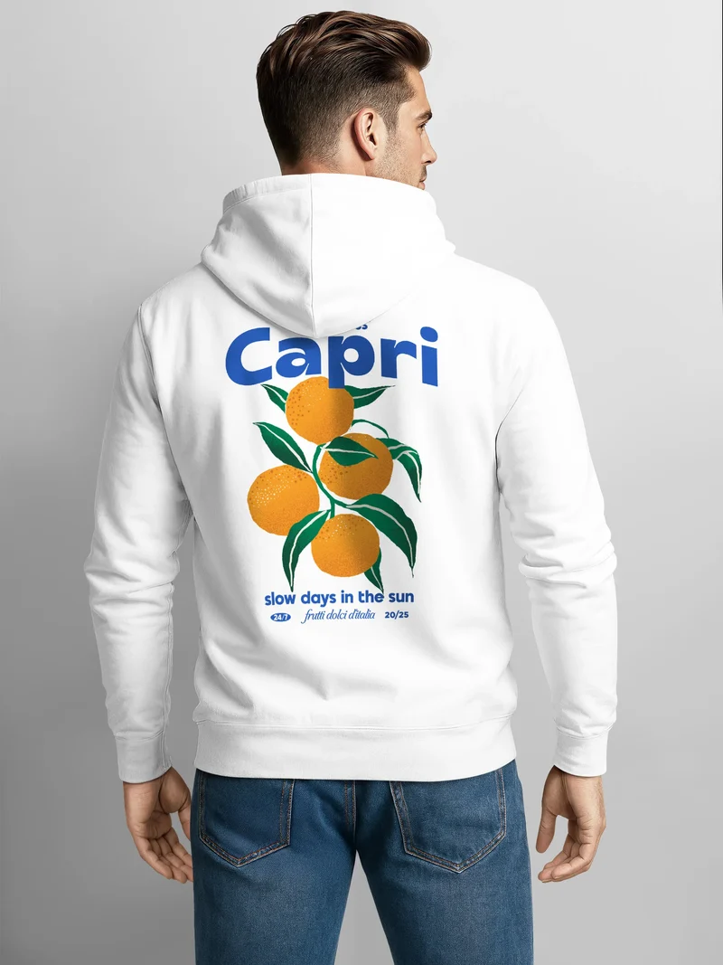 Herren Sweatjacke Backprint Capri Orange Fruit Design Zipjacke Zip-Hoodie Männer Fashion Streetstyle