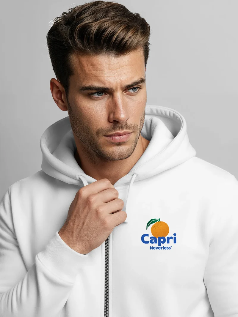 Herren Sweatjacke Backprint Capri Orange Fruit Design Zipjacke Zip-Hoodie Männer Fashion Streetstyle