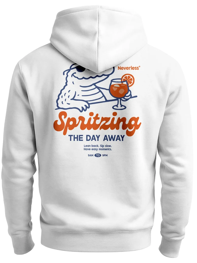 Herren Sweatjacke Backprint Spritzing the day away Schriftzug Zipjacke Zip-Hoodie Männer Fashion Streetstyle