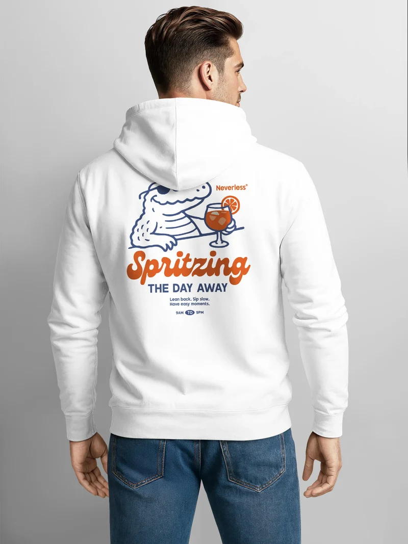 Herren Sweatjacke Backprint Spritzing the day away Schriftzug Zipjacke Zip-Hoodie Männer Fashion Streetstyle