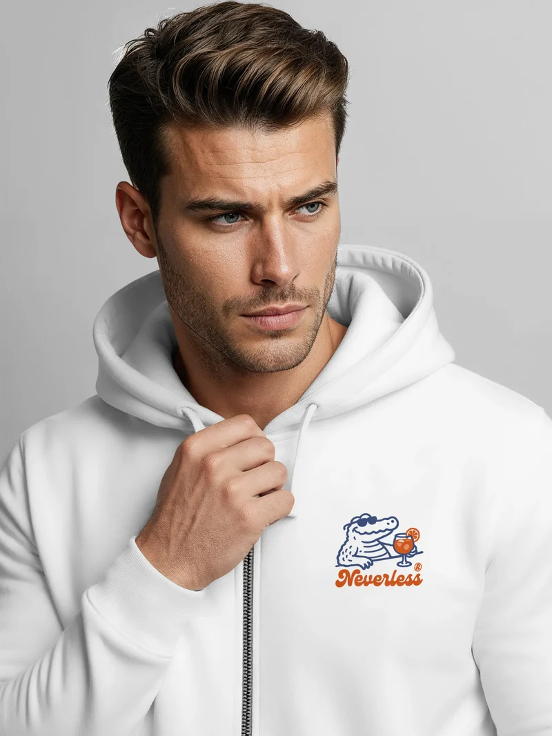 Herren Sweatjacke Backprint Spritzing the day away Schriftzug Zipjacke Zip-Hoodie Männer Fashion Streetstyle